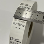 Етикетка складу 25мм (процентовака) cotton 80% polyester 20% (100 метрів) Етикетка складу 25мм (процентовака) cotton 80% polyester 20% (100 метрів)
