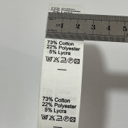 Этикетка состава 25мм (процентовка) Cotton 73% Polyester 22% Lycra 5% (100 метров) Этикетка состава 25мм (процентовка) Cotton 73% Polyester 22% Lycra 5% (100 метров)