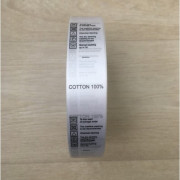 Этикетка состава атласная 25мм (процентовака) cotton 100% (100 метров) Этикетка состава атласная 25мм (процентовака) cotton 100% (100 метров)